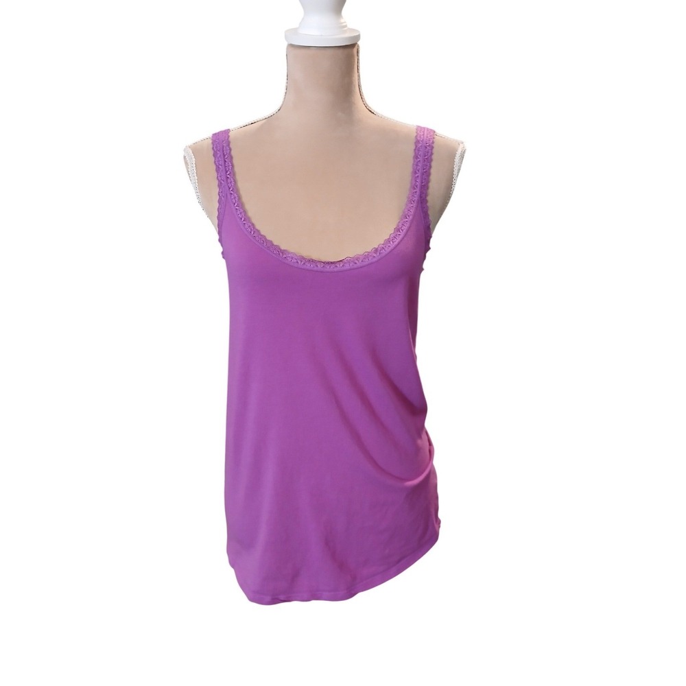 Victorias Secret Womens Purple Lace Trim Tank Top Camisole M M y2k